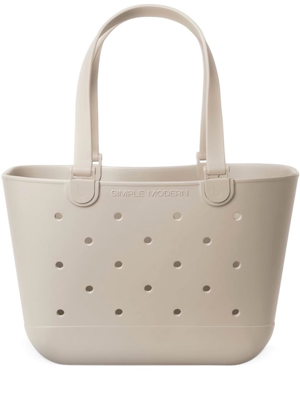 Simple Modern Beige Tote Bag with Perforated Design